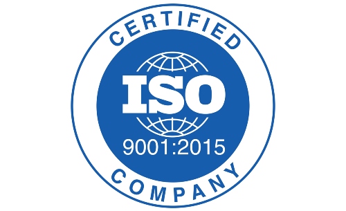 Blue ISO 9001:2015 certification logo